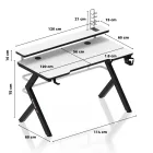 Huzaro HERO 5.0 gamer asztal, fehér, 120 x 60 cm