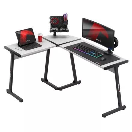 Huzaro HERO 6.0 sarok gamer asztal, 147 x 112 cm, fehér