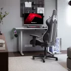 Huzaro Hero 8.1 elektromosan emelhető gamer asztal, 120 cm x 60 cm, fehér