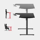 Huzaro Hero 9.1 elektromosan emelhető gamer asztal, 145 cm x 60 cm