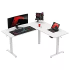 Huzaro Hero 9.5 elektromosan emelhető sarok gamer asztal, 160 cm x 140 cm, fehér