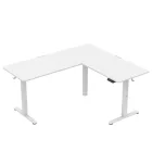 Huzaro Hero 9.5 elektromosan emelhető sarok gamer asztal, 160 cm x 140 cm, fehér