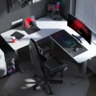 Huzaro Hero 9.5 elektromosan emelhető sarok gamer asztal, 160 cm x 140 cm, fehér