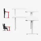Huzaro Hero 9.5 elektromosan emelhető sarok gamer asztal, 160 cm x 140 cm, fehér