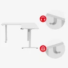 Huzaro Hero 9.5 elektromosan emelhető sarok gamer asztal, 160 cm x 140 cm, fehér