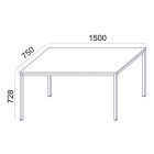 MAYAH Általános asztal fémlábbal, 75x150 cm, MAYAH "Freedom SV-39", fehér