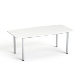 MAYAH Tárgyalóasztal, íves, szürke fémlábbal, 80/95x190 cm, MAYAH "Freedom SV-43",  fehér   MAYAH Tárgyalóasztal, íves, szürke fémlábbal, 80/95x190 cm, MAYAH "Freedom SV-43",  fehér