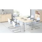 MAYAH Tárgyalóasztal, íves, szürke fémlábbal, 80/95x190 cm, MAYAH "Freedom SV-43",  fehér