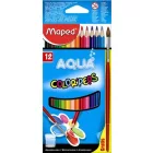 MAPED Akvarell ceruza készlet, háromszögletű, ecsettel, MAPED "Color'Peps", 12 különböző szín
