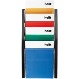 HELIT Katalógustartó, fali, A4, 4 rekeszes, HELIT, fekete
