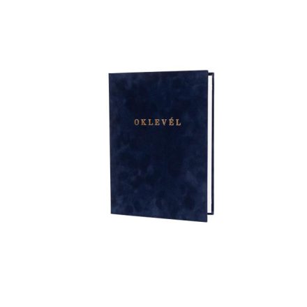 Oklevéltartó, A4, exkluzív, plüss, aranyozva, kék