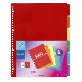 VIQUEL Regiszter, műanyag, A4 Maxi, 6 részes, VIQUEL