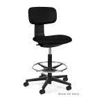 UNIQUE Robin munkaszék, lábtartó gyűrűvel, fekete váz, fekete kárpit, karfával