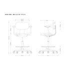 UNIQUE Robin munkaszék, lábtartó gyűrűvel, fekete váz, fekete kárpit, karfával