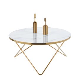 L12-FX kerek márványmintás dohányzóasztal, fehér