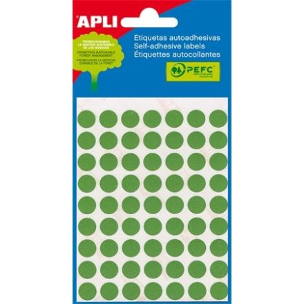 APLI Etikett, 8 mm kör, kézzel írható, színes, APLI, zöld, 288 etikett/csomag