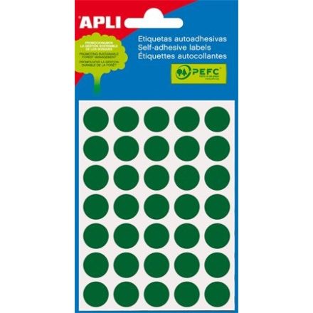 APLI Etikett, 13 mm kör, kézzel írható, színes, APLI, zöld 175 etikett/csomag