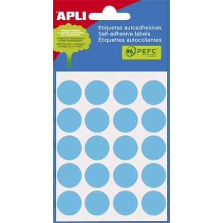 APLI Etikett, 19 mm kör, kézzel írható, színes, APLI, kék, 100 etikett/csomag