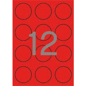   APLI Etikett, 60 mm kör, színes, APLI, neon piros, 240 etikett/csomag