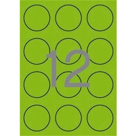   APLI Etikett, 60 mm kör, színes, APLI, neon zöld, 240 etikett/csomag