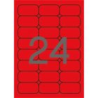 APLI Etikett, 64x33,9 mm, színes, kerekített sarkú, APLI, neon piros, 480 etikett/csomag