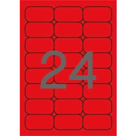   APLI Etikett, 64x33,9 mm, színes, kerekített sarkú, APLI, neon piros, 480 etikett/csomag
