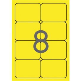   APLI Etikett, 99,1x67,7 mm, színes, kerekített sarkú, APLI, neon sárga, 160 etikett/csomag