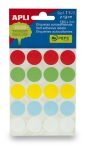   APLI Etikett, 19 mm kör, kézzel írható, színes, APLI, vegyes színek, 100 etikett/csomag