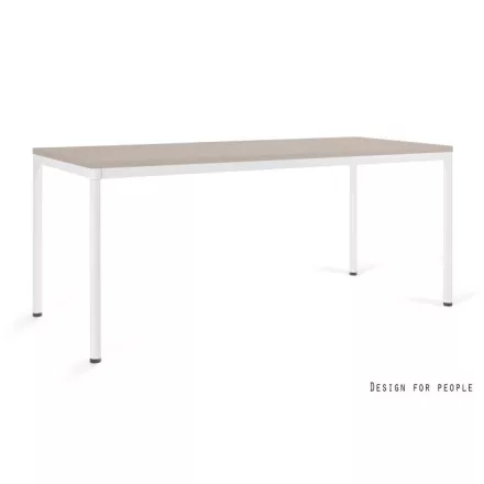 UNIQUE NOBE íróasztal, 180x80 cm, fehér láb, bézs asztallap