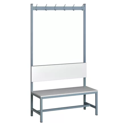 Öltözőpad bútorlap ülőfelülettel, háttámlával és akasztókkal PLV1004, 100 cm