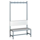 Öltözőpad bútorlap ülőfelülettel, háttámlával és akasztókkal PLV1504, 150 cm