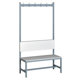   Öltözőpad bútorlap ülőfelülettel, háttámlával és akasztókkal PLV2004, 200 cm