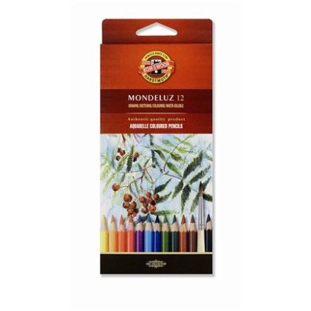KOH-I-NOOR Akvarell ceruza készlet, KOH-I-NOOR "Mondeluz 3716/12" 12 különböző szín