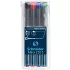 Alkoholos marker készlet, OHP, 0,4 mm, SCHNEIDER "Maxx 220 S", 4 különböző szín