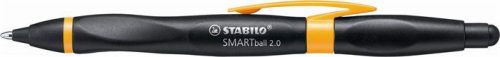 STABILO Golyóstoll, 0,5 mm, nyomógombos, fekete-narancs tolltest, jobbkezes, STABILO "Smartball 2.0", kék