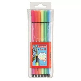   STABILO Rostirón készlet, 1 mm, STABILO "Pen 68", 6 neon szín