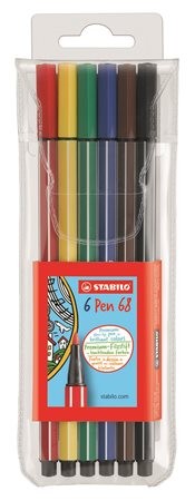 STABILO Rostirón készlet, 1 mm, STABILO "Pen 68", 6 különböző szín