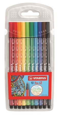 STABILO Rostirón készlet, 1 mm, STABILO "Pen 68", 10 különböző szín