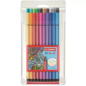  STABILO Rostirón készlet, 1 mm, STABILO "Pen 68", 20 különböző szín