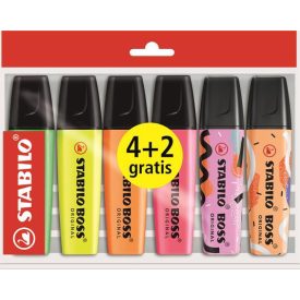   Szövegkiemelő készlet, 2-5 mm, STABILO "Boss Original ", 4+2 különböző szín