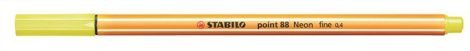 STABILO Tűfilc, 0,4 mm, STABILO "Point 88", neon sárga