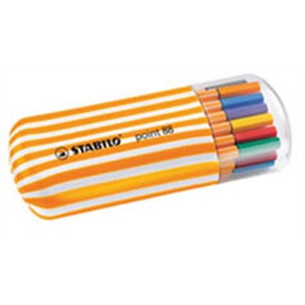 STABILO Tűfilc készlet, 0,4 mm, STABILO "Point 88 Zebrui", 20 különböző szín
