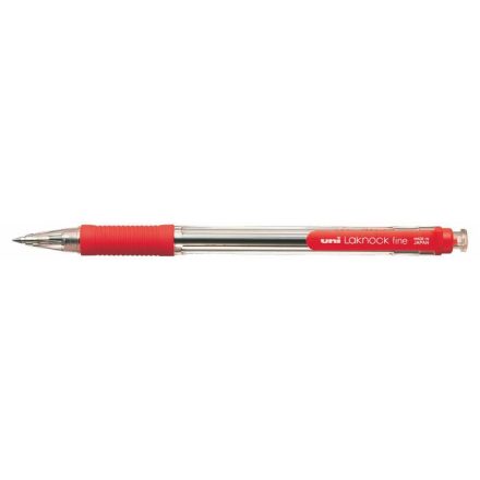 UNI Golyóstoll, 0,4 mm, nyomógombos, SN-101 Laknock Fine, piros