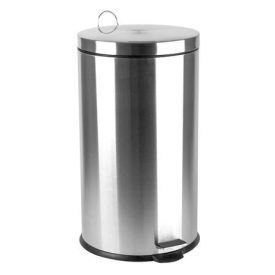   Pedálos szemetes, rozsdamentes acél, kivehető műa. vödörrel, 30l