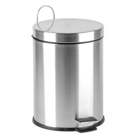   Pedálos szemetes, rozsdamentes acél, kivehető műa. vödörrel, 5l