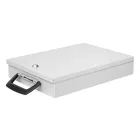 Fém dokumentum tároló doboz, A4, 36,5x26x6,7 cm, WEDO világos szürke