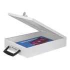 Fém dokumentum tároló doboz, A4, 36,5x26x6,7 cm, WEDO világos szürke