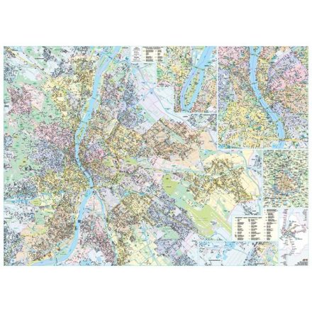 Falitérkép, 100x140 cm, fémléces, Budapest térképe és utcajegyzéke, STIEFEL