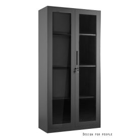 UNIQUE XD-027 vitrines fém szekrény, fekete