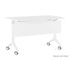 UNIQUE YUMI S görgős íróasztal, fehér váz, takaró panellel